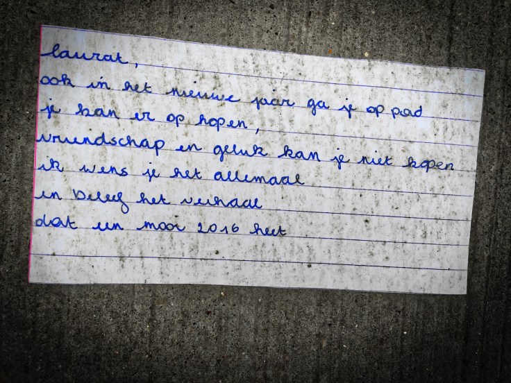 Groundtext #71 Laurat! Leuven, Janseniusstraat, 18 december 2015, Foto Hendrik Elie Vanden Abeele. Te Voet in de Stad