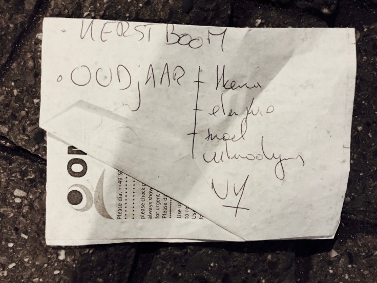 Groundtext #74 Kerstboom. Leuven, Parijsstraat, 19 december 2015, Foto Hendrik Elie Vanden Abeele. Te Voet in de Stad