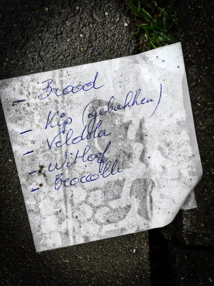 Groundtext #79 Kip (Gebakken). Heverlee, Naamsesteenweg, 13 december 2015, Foto Hendrik Elie Vanden Abeele. Te Voet in de Stad